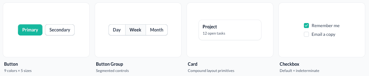 Archetype UI components row 2