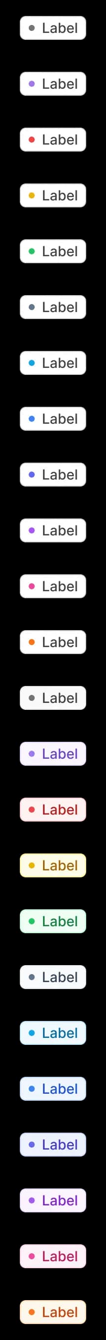 Label pills in every color variant